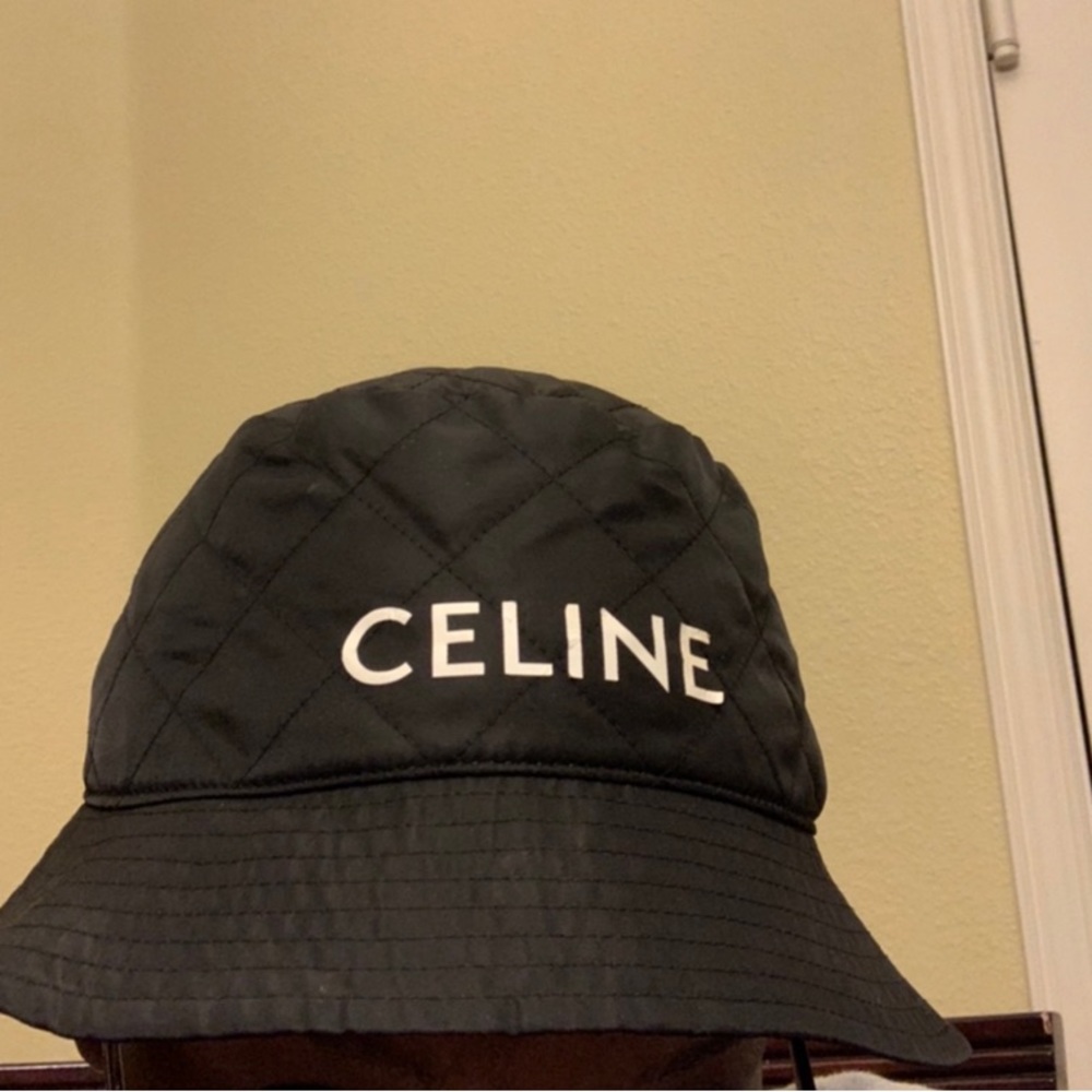 CELINE Unisex Street Style Quilting Bucket Wide-brimmed Hat Black/Orange Size M - Picture 2 of 8